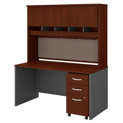 Picture of Bush Business Furniture Components 60inW Office Computer Desk With Hutch And Mobile File Cabinet, Hansen Cherry/Graphite Gray, Standard Delivery