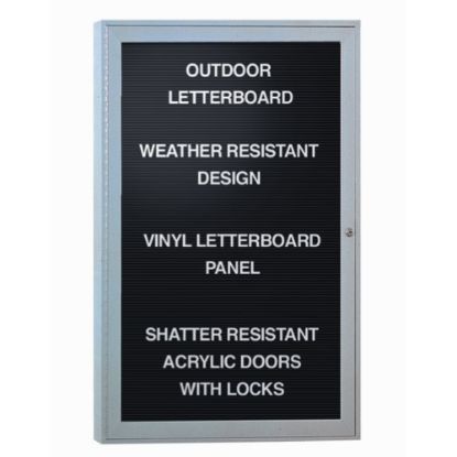 Picture of Ghent Traditional Enclosed Changeable Vinyl Letterboard, 36in x 30in, Black, Satin Aluminum Frame