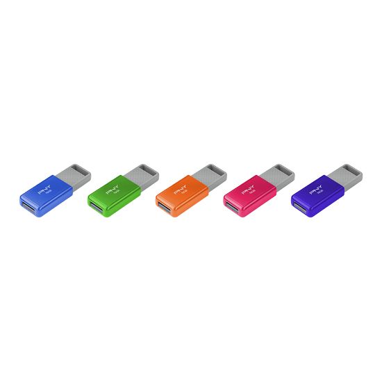 Picture of PNY USB 2.0 Flash Drives, 16GB, Assorted Colors, Pack Of 5 Flash Drives