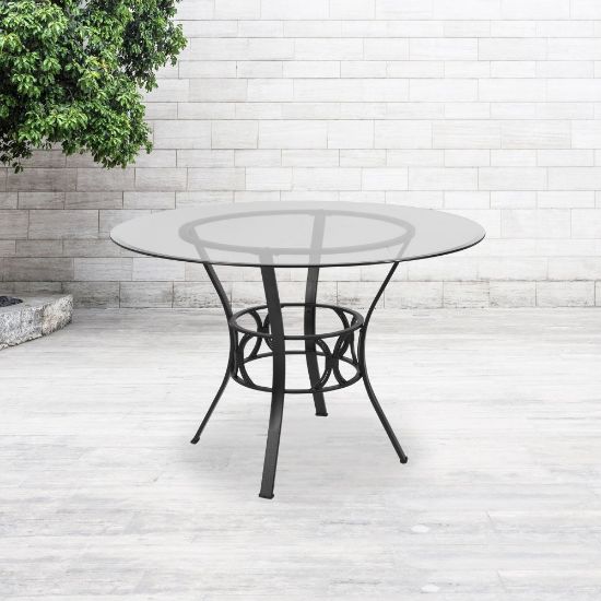 Picture of Flash Furniture Round Glass Dining Table With Crescent Frame, 29-1/2inH x 45inW x 45inD, Clear/Black