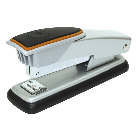 Picture of Office Depot Brand Compact Half-Strip Metal Desktop Stapler, 20 Sheets Capacity, Silver/Orange