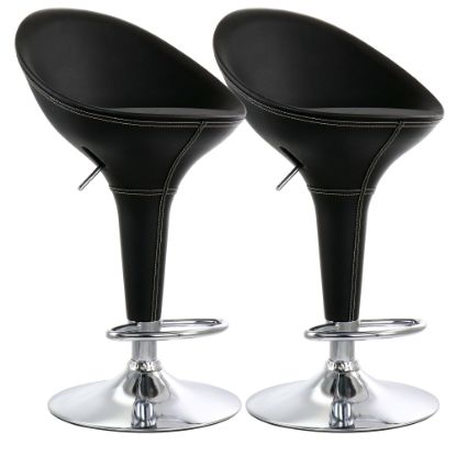 Picture of Elama Adjustable Plastic Bar Stools, Black/Chrome, Set Of 2 Stools