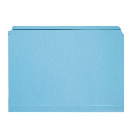 Picture of SKILCRAFT Straight-Cut Color File Folders, Letter Size, 30% Recycled, Blue, Box Of 100