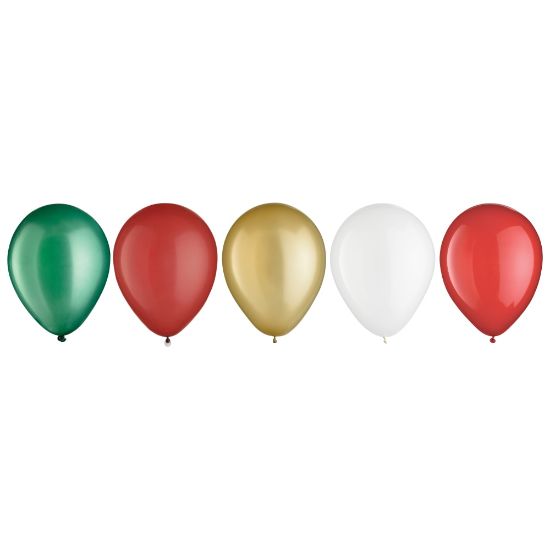 Picture of Amscan Traditional Christmas Latex Balloon Assortment, 5in, Assorted Colors, Pack Of 125 Balloons