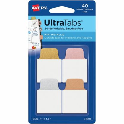 Picture of Avery Metallic Color Mini Ultra Tabs - Write-on Tab(s) - 1.50in Tab Height x 1in Tab Width - Gold, Silver, Rose Gold, Copper Tab(s) - 40 / Pack