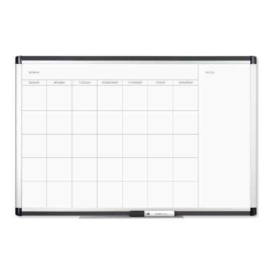 Picture of U Brands PINIT Magnetic Dry-Erase Monthly Calendar Board, 36in X 24in, Silver Aluminum Frame, Actual Size 35in X 23in (2901U00-01)