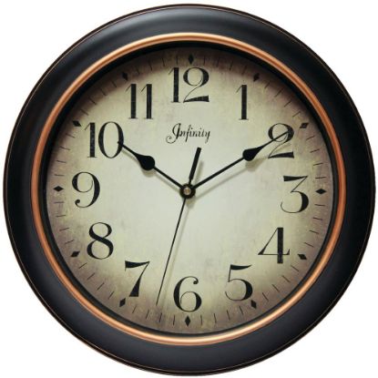 Picture of Infinity Instruments Hanover 12in Round Wall Clock, Black/Rose Gold