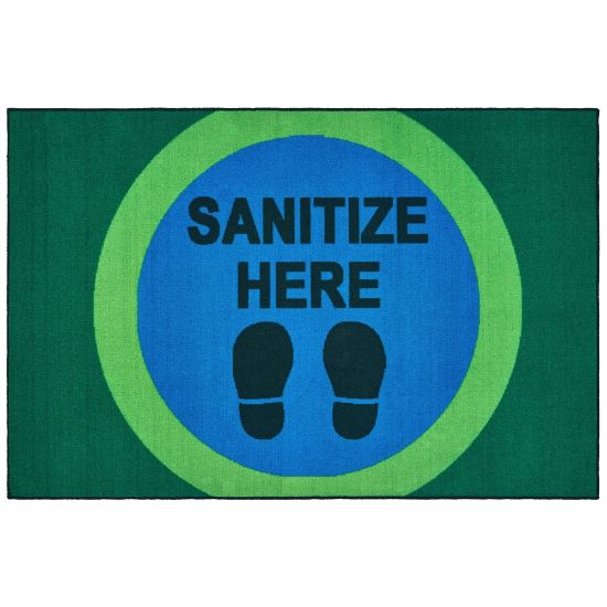 Picture of Carpets for Kids KID$Value Rugs Sanitize Here Activity Rug, 4ft x 6ft , Blue