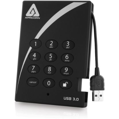 Picture of Apricorn Aegis Padlock A25-3PL256-S256 256 GB Solid State Drive - 2.5in External - Black - USB 3.0 - 160 MB/s Maximum Read Transfer Rate - 3 Year Warranty