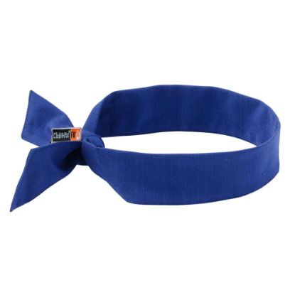 Picture of Ergodyne Chill-Its 6700FR Evaporative Cooling Bandanas With Ties, Blue, Pack Of 6 Bandanas