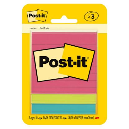 Picture of Post-it Notes, 3 in x 3 in, 3 Pads, 50 Sheets/Pad, Clean Removal, Poptimistic Collection, Lined