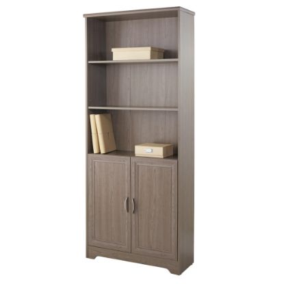 Picture of Realspace Magellan 72inH 5-Shelf Contemporary Bookcase With Doors, Gray/Medium Finish