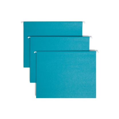 Picture of Smead Hanging File Folders, 1/5-Cut Adjustable Tab, Letter Size, Teal, Box Of 25