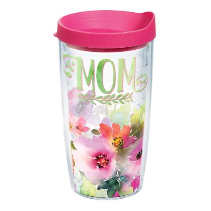 Picture of Tervis Mom Watercolor Floral Tumbler With Lid, 16 Oz, Clear