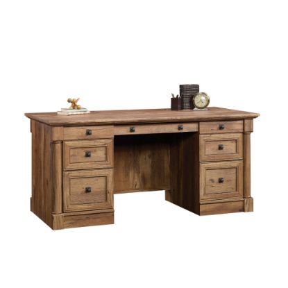 Picture of Sauder Palladia 66inW Executive Computer Desk, Vintage Oak