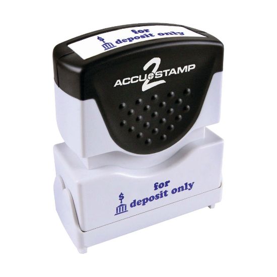 Picture of AccuStamp2 For Deposit Only Stamp, Shutter Pre-Inked One-Color FOR DEPOSIT ONLY Stamp, 1/2in x 1-5/8in Impression, Blue Ink