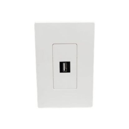 Picture of Tripp Lite Single-Gang 1-Port Wall Plate Keystone Cat5/Cat6 USB HDMI Dport RCA - Faceplate - white - 1-gang - 1 port - TAA Compliant