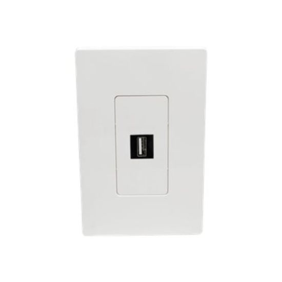 Picture of Tripp Lite Single-Gang 1-Port Wall Plate Keystone Cat5/Cat6 USB HDMI Dport RCA - Faceplate - white - 1-gang - 1 port - TAA Compliant