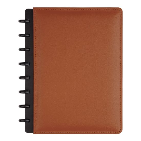 Picture of TUL Discbound Notebook With Leather Cover, Junior Size, Narrow Ruled, 60 Sheets, Brown