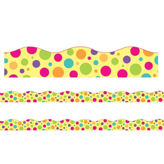 Picture of Charles Leonard Scallop Cut Borders/Trims, Colorful Dot, 24' Per Pack, Set Of 2 Packs