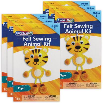 Picture of Creativity Street Felt Sewing Animal Kits, 10-3/4in x 4-1/4in x 3/4in, Tiger, Set Of 6 Kits