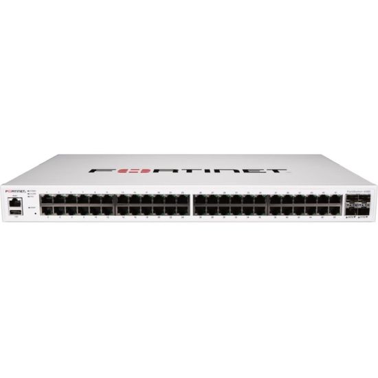 Picture of Fortinet FS-448E Ethernet Switch - 48 Ports - Gigabit Ethernet, 10 Gigabit Ethernet - 1000Base-T, 10GBase-X - 3 Layer Supported - Modular - 47.81 W Power Consumption - Twisted Pair, Optical Fiber - Rack-mountable