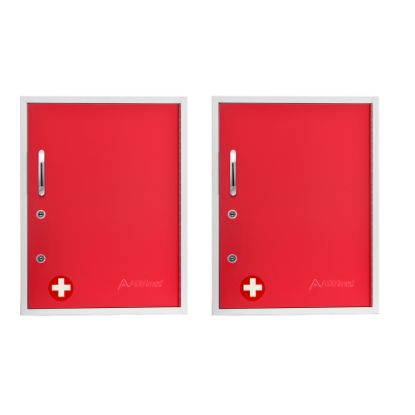 Picture of Alpine AdirMed Dual Lock Surface-Mount Medical Security Cabinets, 21inH x 16inW x 6inD, Red, Pack Of 2 Cabinets