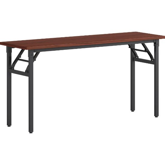 Picture of Lorell Folding Melamine Training Table, 30inH x 60inW x 18inD, Black/Mahogany