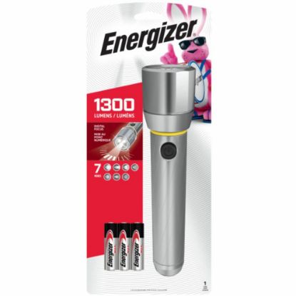 Picture of Energizer Vision HD Flashlight with Digital Focus - LED - 1300 lm Lumen - 6 x AA - Battery - Metal - Chrome - 4 / Carton