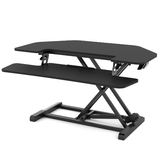 Picture of FlexiSpot M7-E Series Desk Riser, Corner, 4-3/4in to 19-3/4inH x 36inW x 19-3/4inD, Black