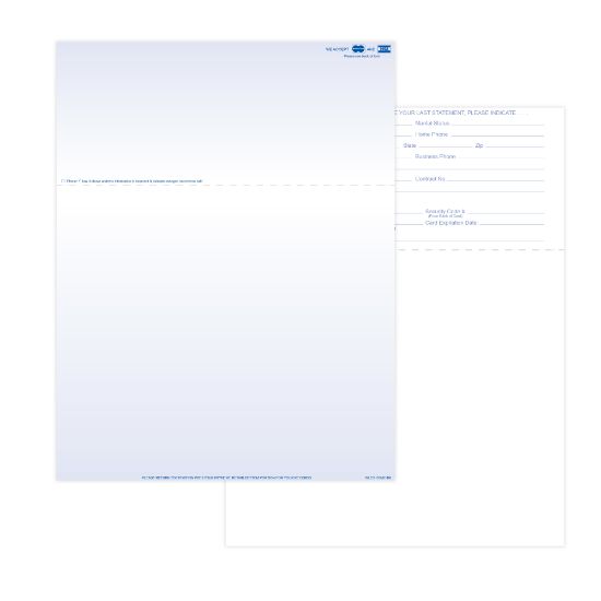 Picture of Laser 2-Sided Healthcare Medical Billing Statements, Preprinted MC/Visa Credit Card Accepted, 1-Part, 8-1/2in x 11in, Blue, Pack Of 500 Sheets