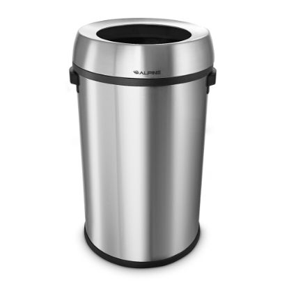 Picture of Alpine Stainless Steel Trash Can, 17 Gallon, Stainless Steel