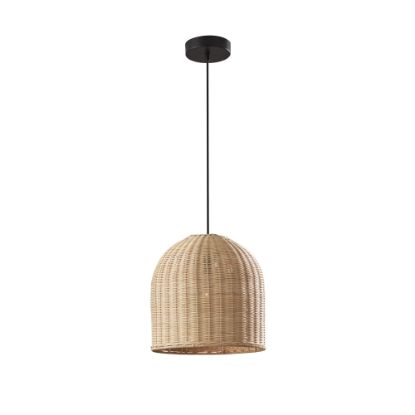 Picture of Adesso Bahama Pendant Lamp, 12inH x 12inW, Tan Shade/Dark Bronze Base