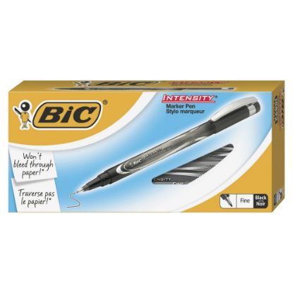 Picture of BIC Intensity Marker Pens, Ultra-Fine Point, 0.5 mm, Black Barrel, Black Ink, Pack Of 12 Pens