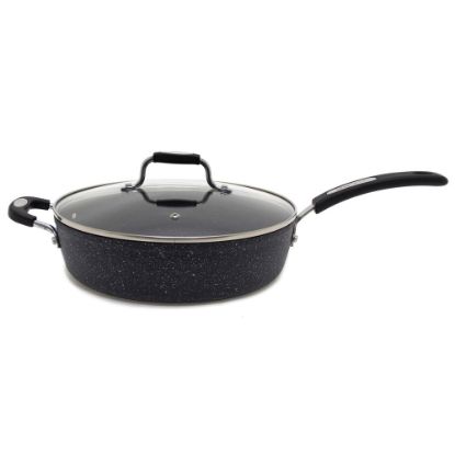 Picture of Starfrit The Rock Cookware - 11in Diameter Frying Pan, Lid - Bakelite Handle - Cooking, Frying - Dishwasher Safe - Oven Safe - Gray - Rock