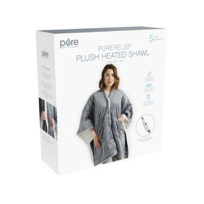 Picture of Pure Enrichment PureRelief Plush Heated Shawl, 50in x 64in, Gray