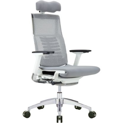 Picture of Raynor Powerfit Erognomic Fabric High-Back Executive Office Chair, White/Gray