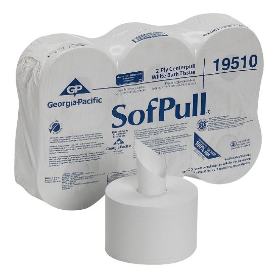 Picture of Sofpull by GP PRO, 2 Ply, Center Pull Tissue Paper, 8.4x5.25, 100% Recycled, White, 1000 Sheets, 6 Rolls per Case