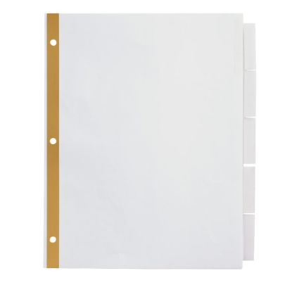 Picture of Office Depot Brand Insertable Dividers With Big Tabs, White, Clear Tabs, 5-Tab