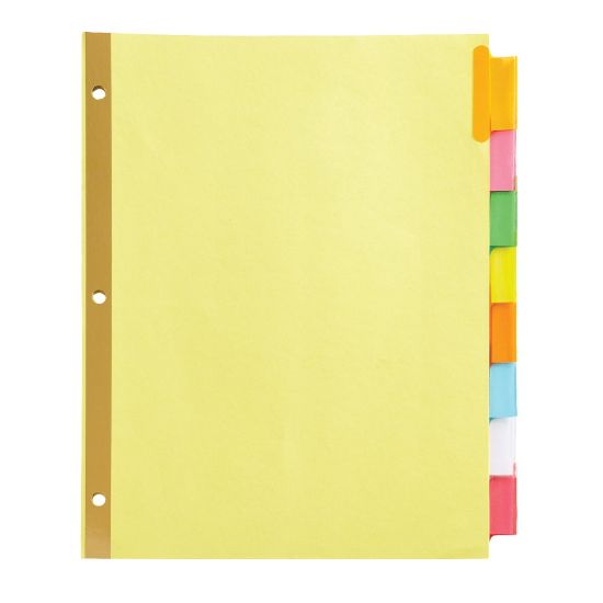 Picture of Office Depot Brand Insertable Dividers With Big Tabs, Buff, Assorted Colors, 8-Tab