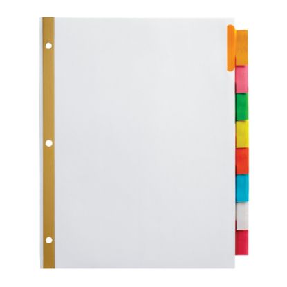 Picture of Office Depot Brand Insertable Dividers With Big Tabs, White, Assorted Colors, 8-Tab