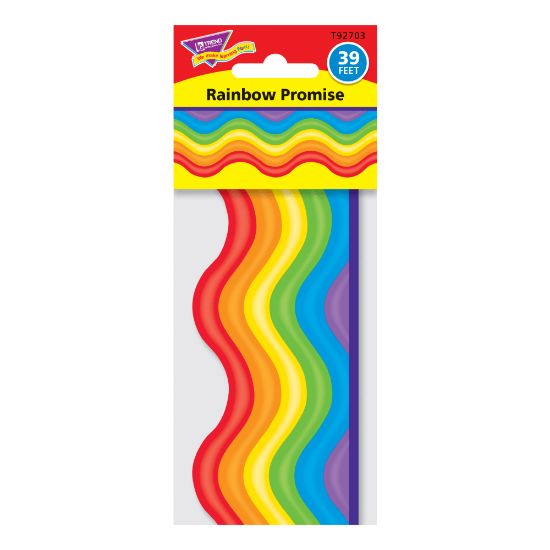 Picture of Trend Terrific Trimmer Decorative Scalloped Border, 2-1/4in x 39in, Rainbow Promise, Pack Of 12