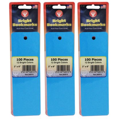 Picture of Hygloss Mighty Bright Bookmarks, 6in x 2in, Assorted Colors, 100 Bookmarks Per Pack, Set Of 3 Packs