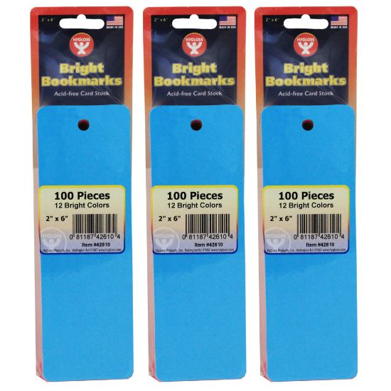 Picture of Hygloss Mighty Bright Bookmarks, 6in x 2in, Assorted Colors, 100 Bookmarks Per Pack, Set Of 3 Packs