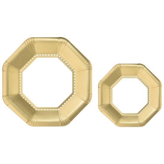 Picture of Amscan Octagonal Premium Plates, Gold, 20 Plates Per Pack, Case Of 2 Packs