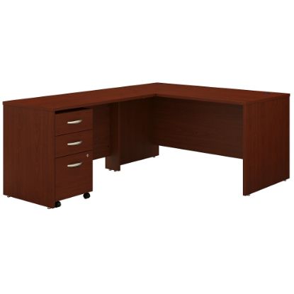 Picture of Bush Business Furniture 60inW L-Shaped Corner Desk With 3-Drawer Mobile File Cabinet, Mahogany, Standard Delivery