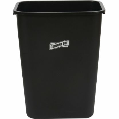 Picture of Genuine Joe 41-Quart Wastebasket - 10.25 gal Capacity - Durable, Sturdy, Dent Resistant, Chip Resistant, Rust Resistant, Long Lasting - 19.9in Height x 9.4in Width x 15.2in Depth - Polyethylene - Black - 1 Each