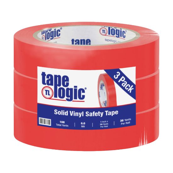 Picture of BOX Packaging Solid Vinyl Safety Tape, 3in Core, 1in x 36 Yd., Red, Case Of 3