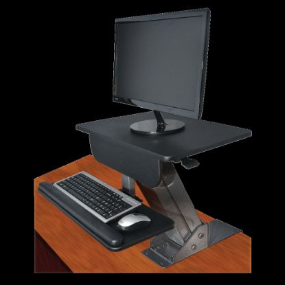 Picture of Kantek Desk-Mounted Sit-To-Stand Workstation, 21 1/2inH x 23 1/2inW x 23 1/2inD, Black