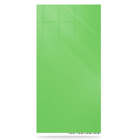 Picture of Ghent Aria Low-Profile Magnetic Glass Whiteboard, 60in x 36in, Green